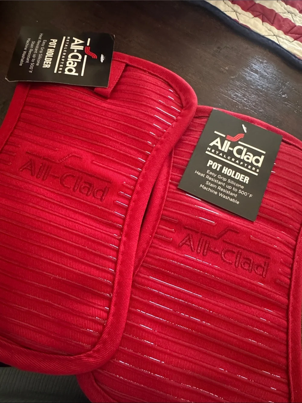 All-Clad Red Heat-Resistant Pot Holders - Set of 4
